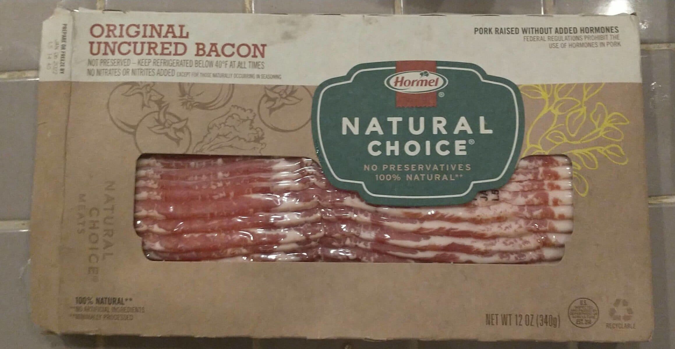 Hormel Original uncured bacon packshot