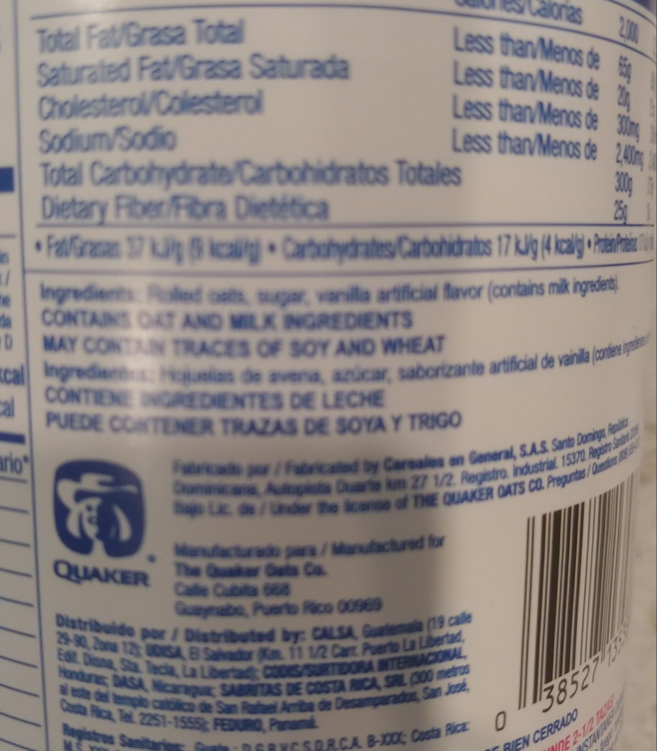 Open Food Facts Quaker Instant Oats Vanilla packshot