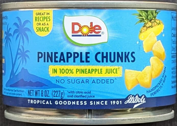 Dole Pineapple Chunks In 100% Pineapple Juice packshot