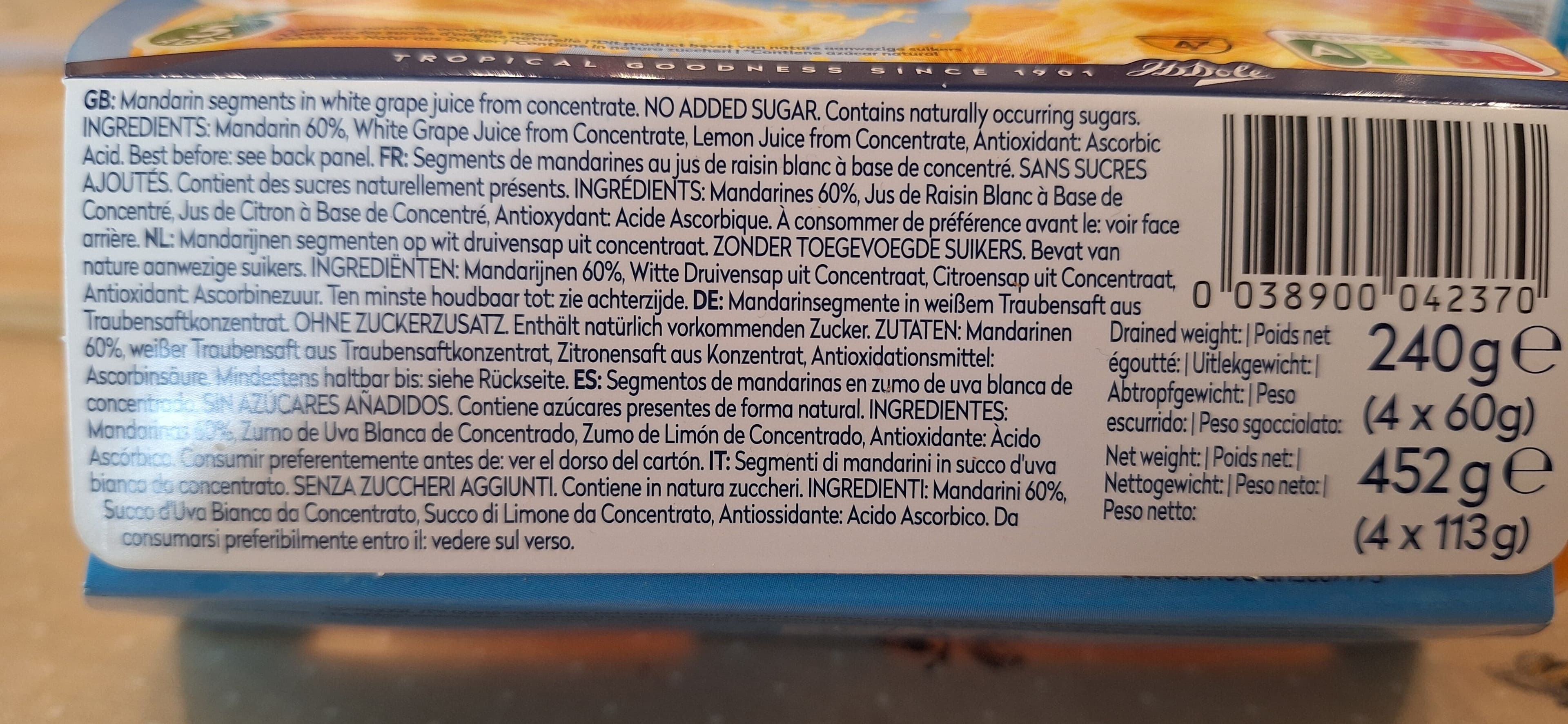 Dole Mandarins packshot