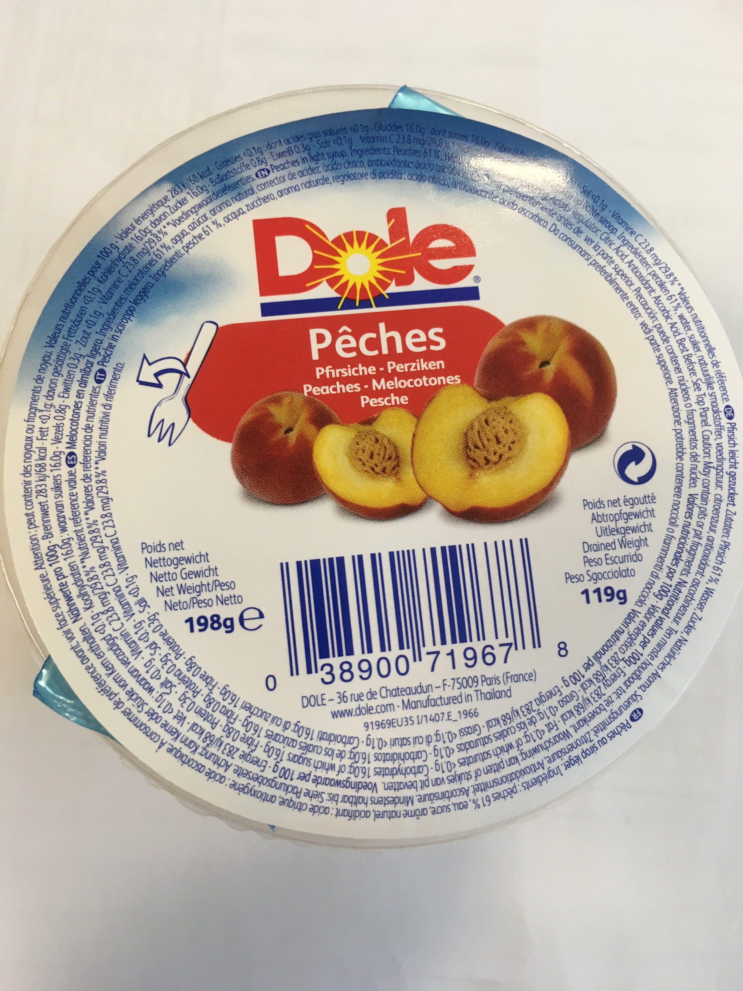 Dole Pêches au sirop léger packshot