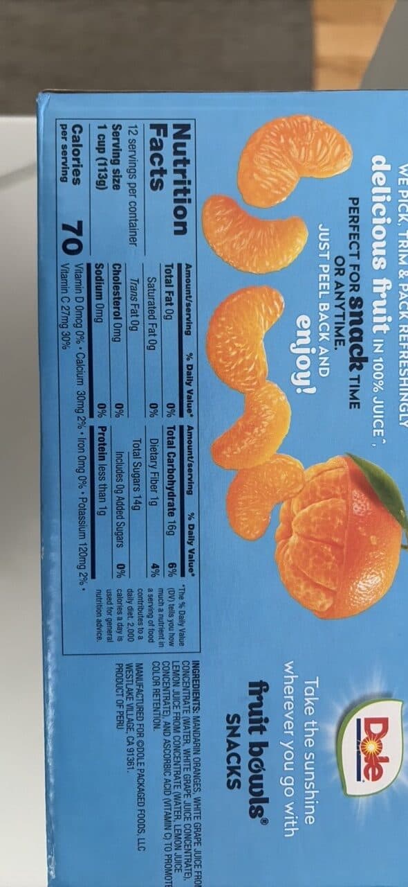 Dole mandarin oranges packshot