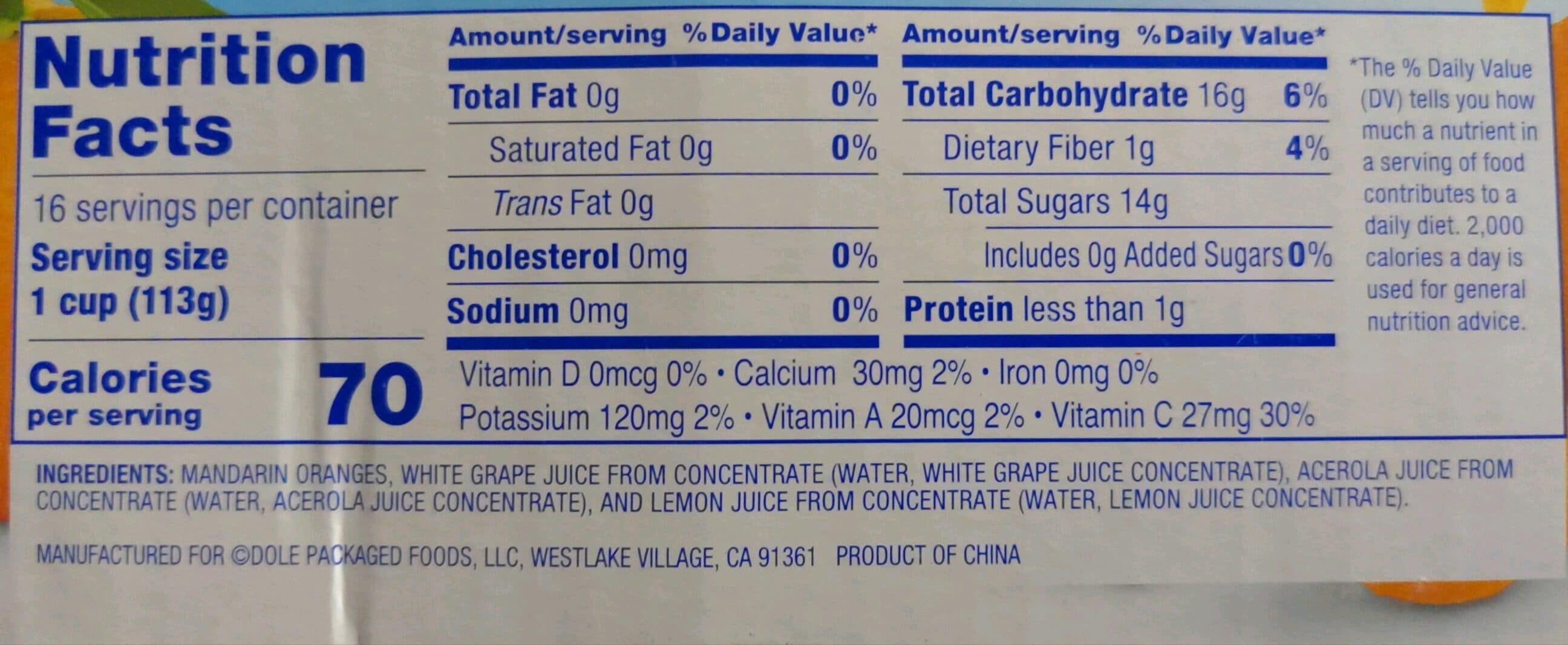 Dole mandarin oranges packshot
