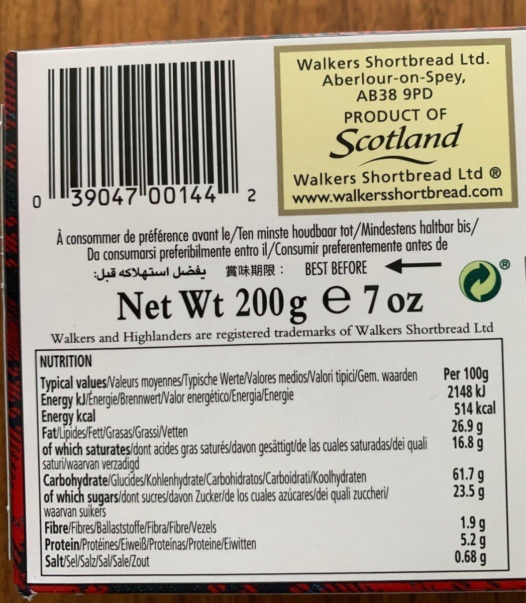 Walkers Shortbread pure butter packshot