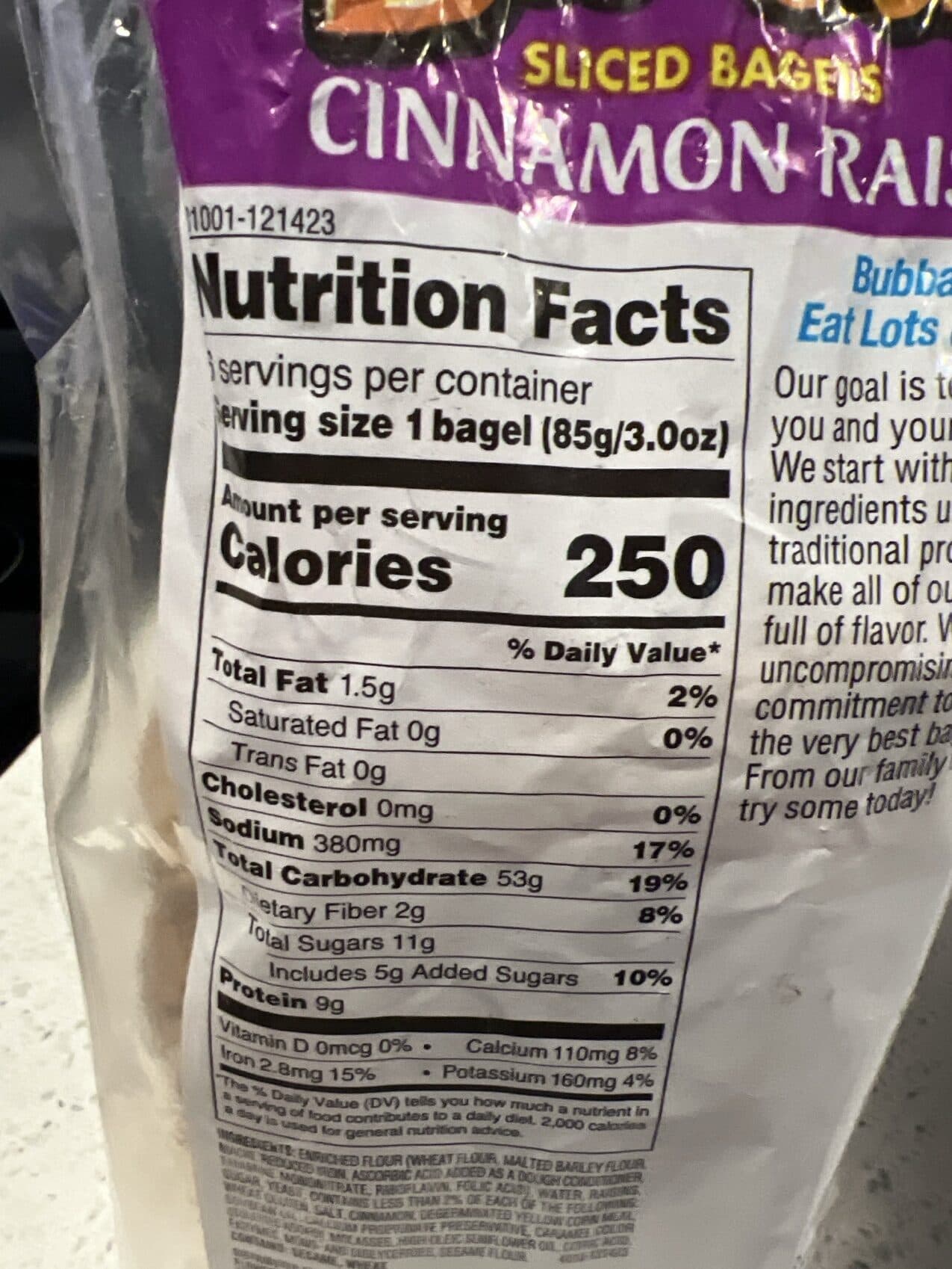 Bubba Cinnamon Raisin Bagels packshot