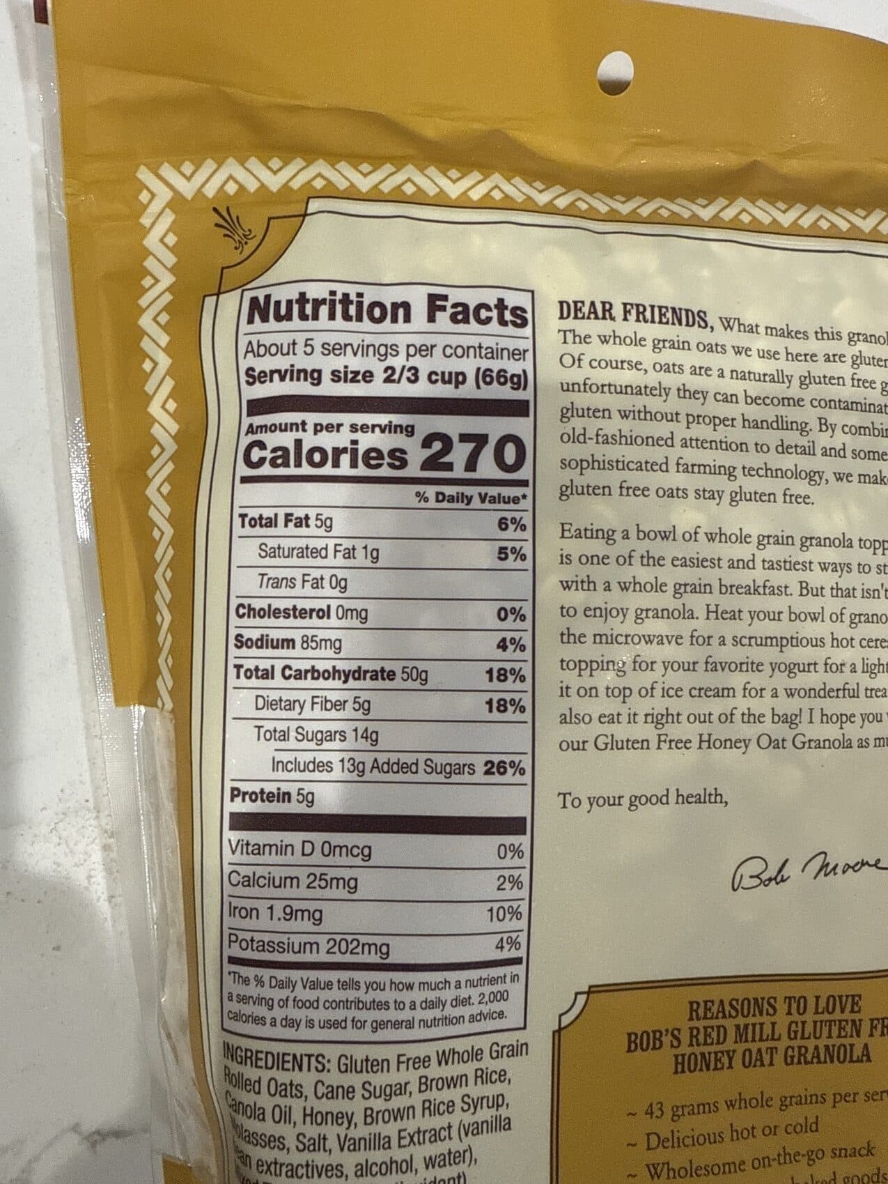 Bob's Red Mill Honey Oat Granola packshot