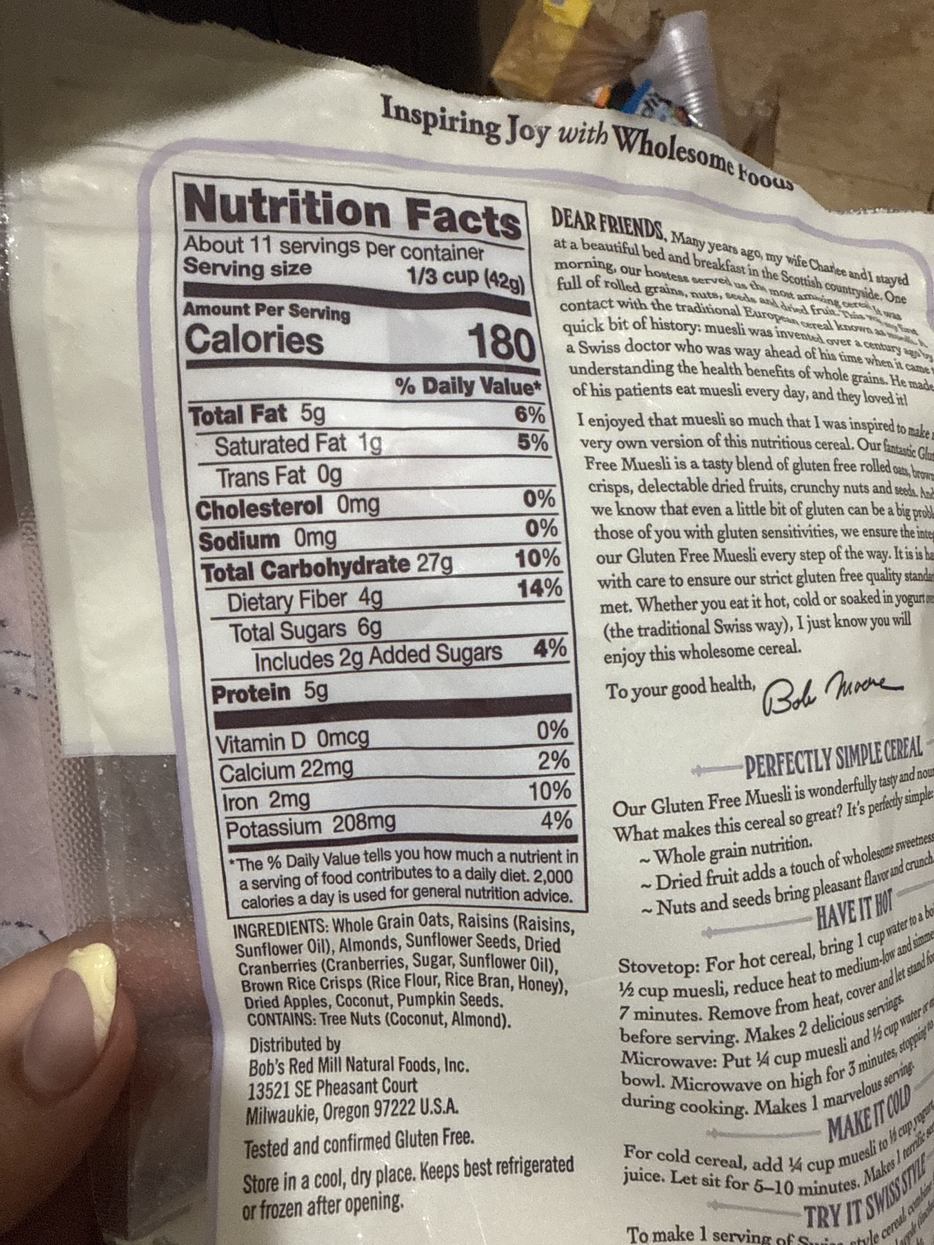 Bob's Red Mill Gluten Free Muesli packshot