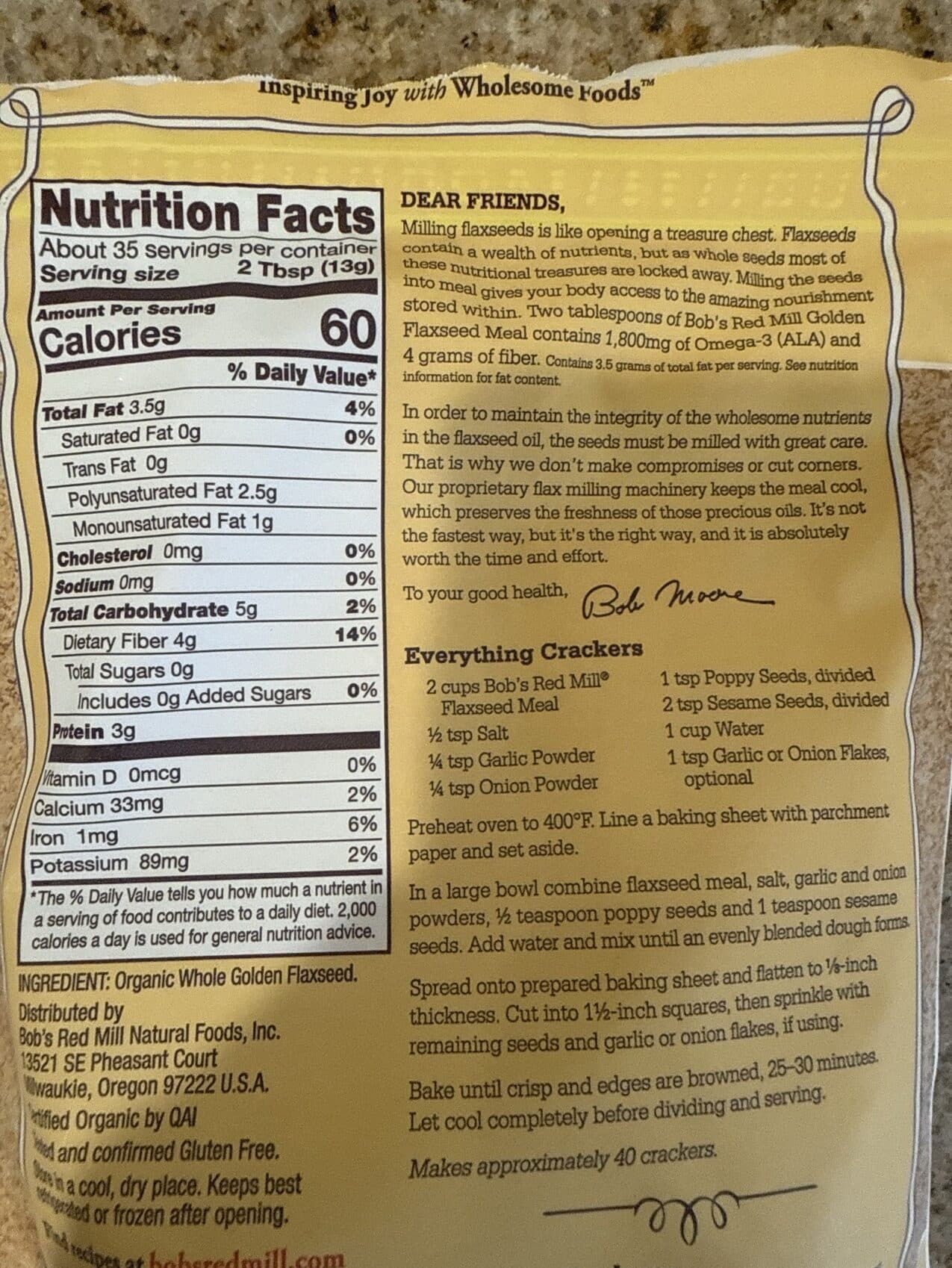 Bob's Red Mill Golden Flaxseed Meal packshot