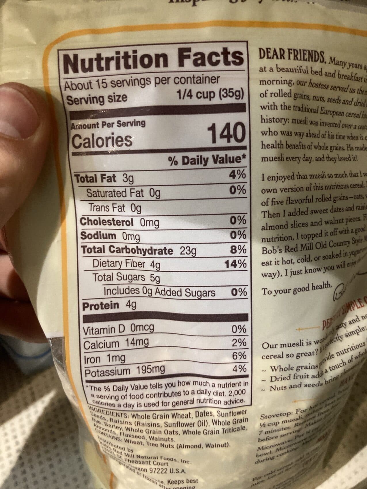 Bob's Red Mill Muesli Whole Grain Cereal packshot