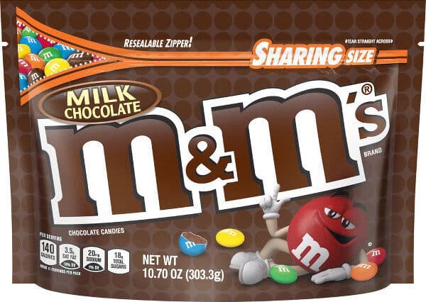 M&M's Mms milk chocolate candy sharing size ounce packshot