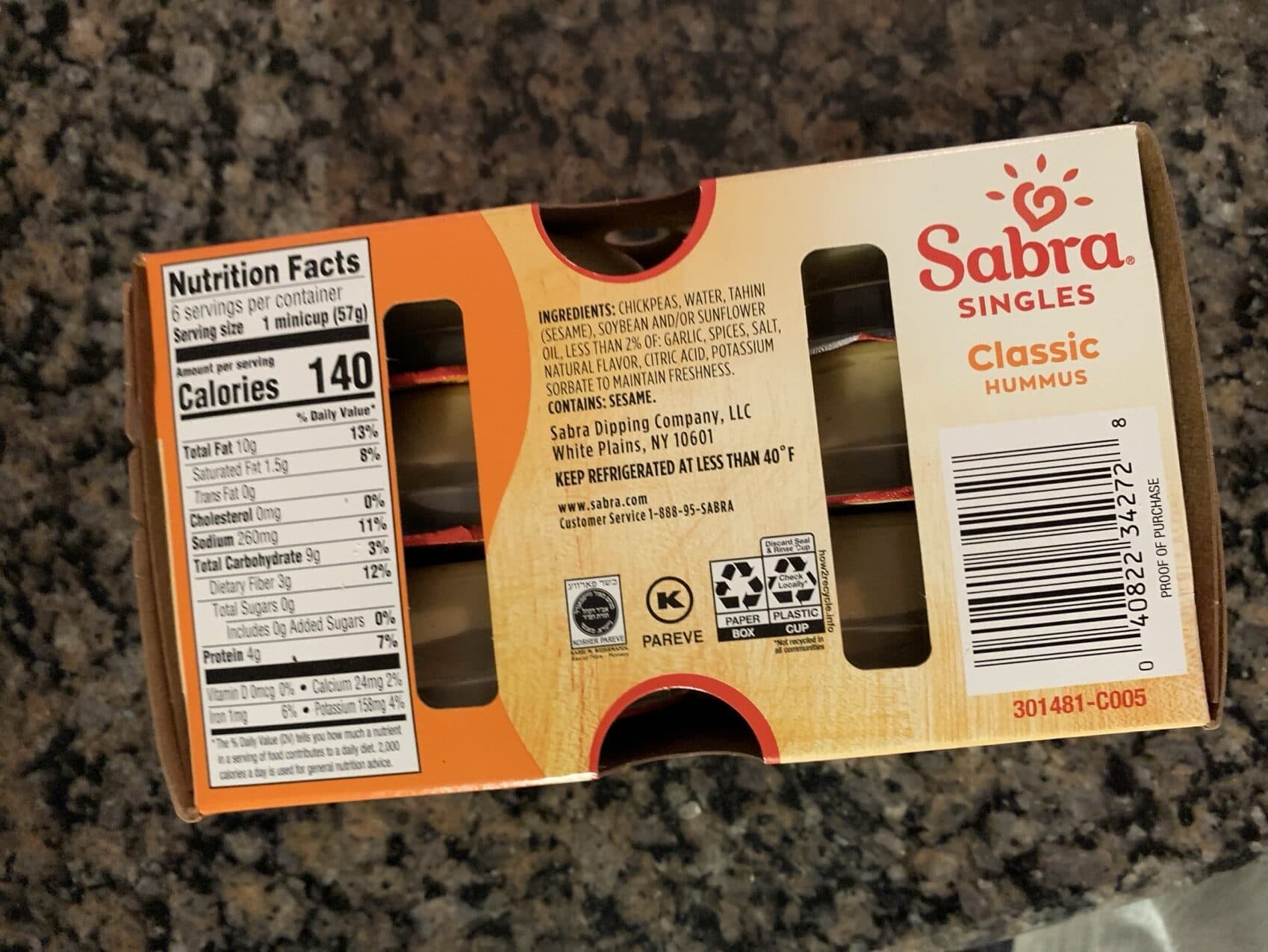 Sabra Classic Hummus Mini Cups packshot