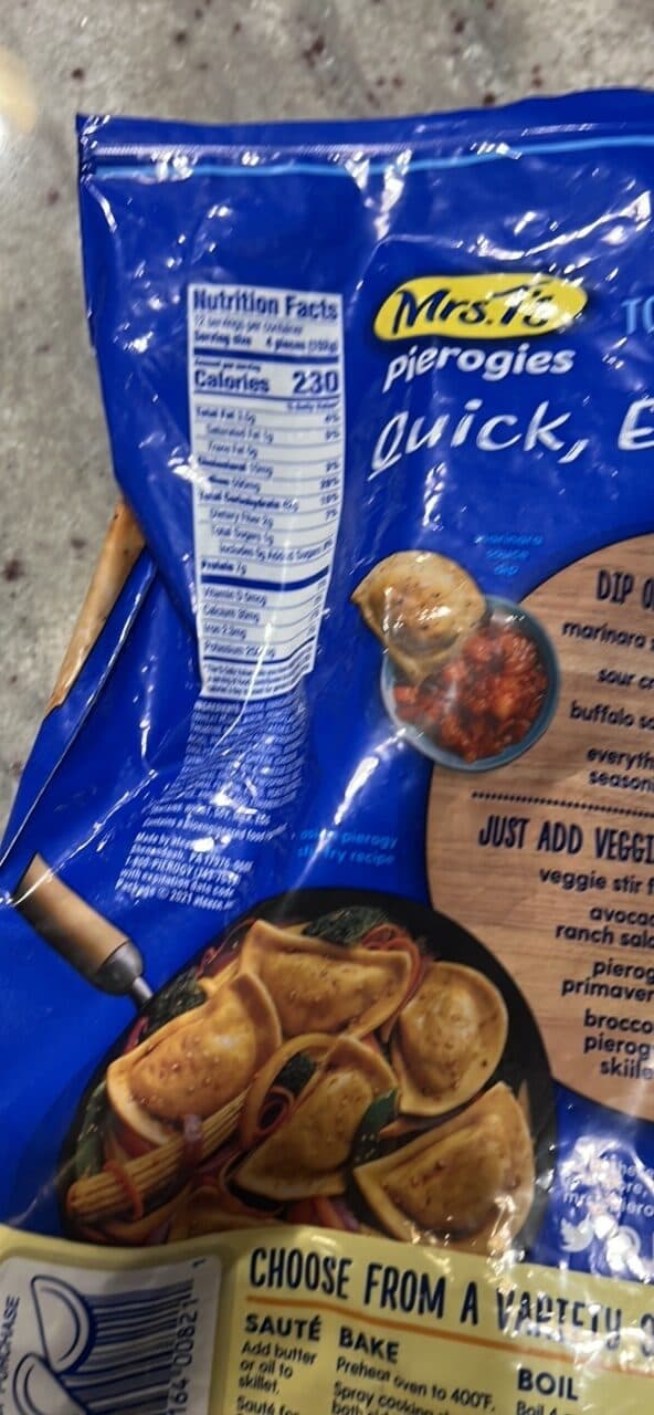 Mrs. T's Pierogies classic cheddar packshot