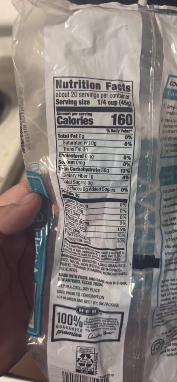 H-E-B White Long Grain Enriched Rice packshot