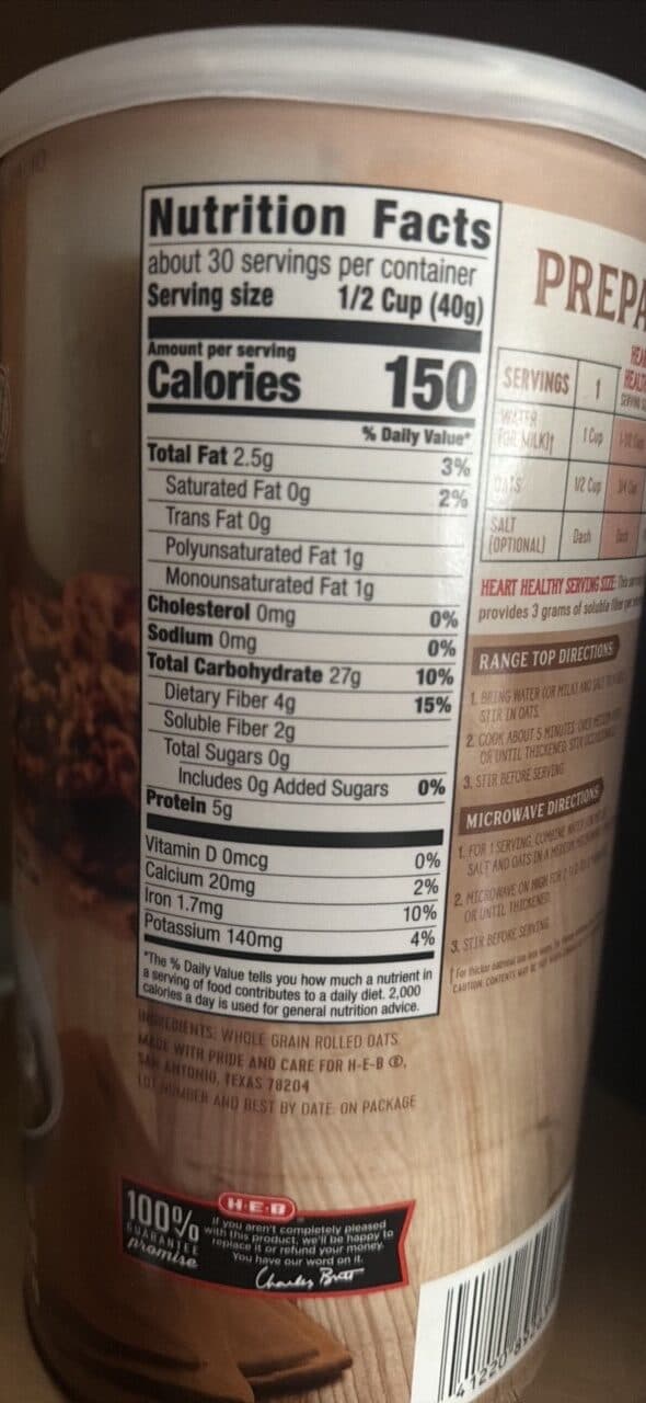 H-E-B OLD FASHIONED OATS packshot