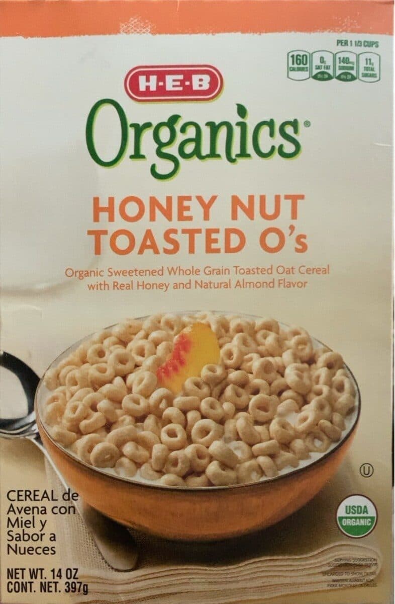HEB Organics Honey nut toasted o’s packshot