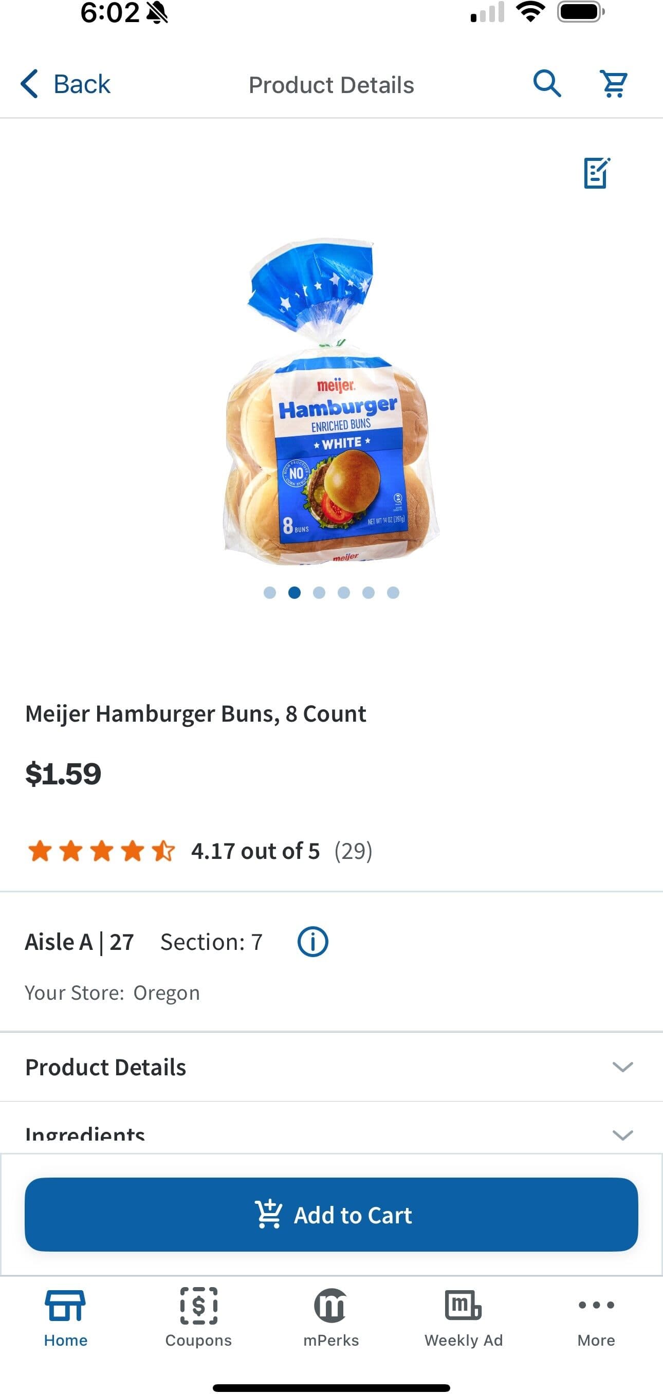 Meijer Hamburger Buns, White packshot