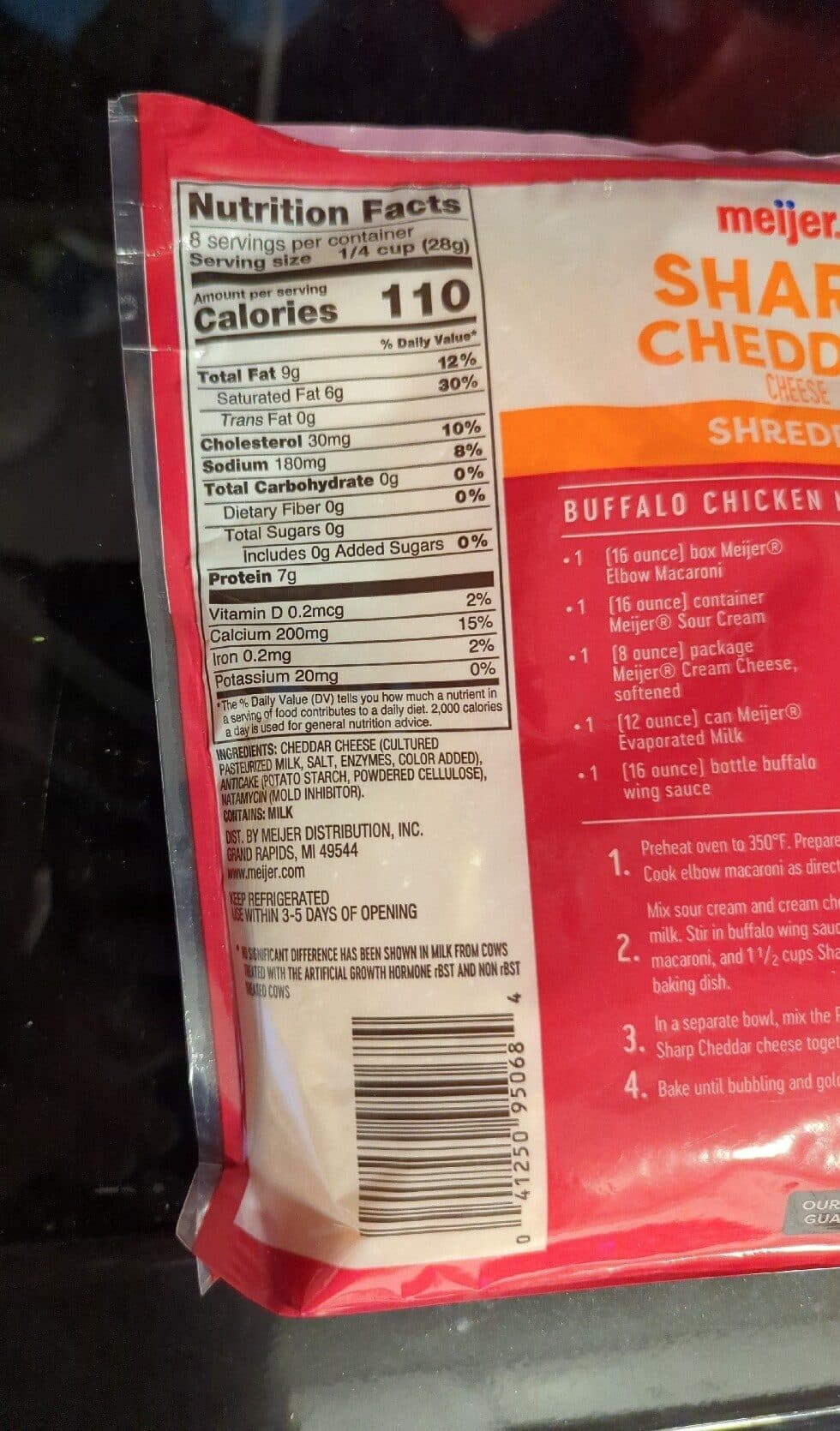 meijer SHARP CHEDDAR CHEESE SHREDDED packshot