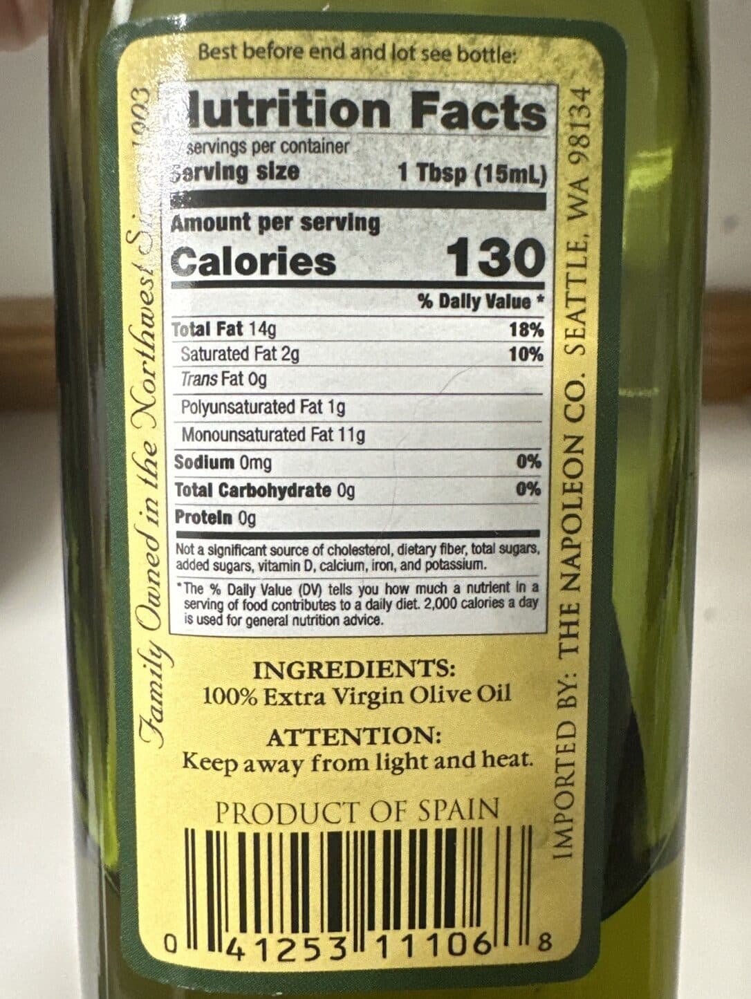 Napoleon Extra Virgin Olive Oil packshot