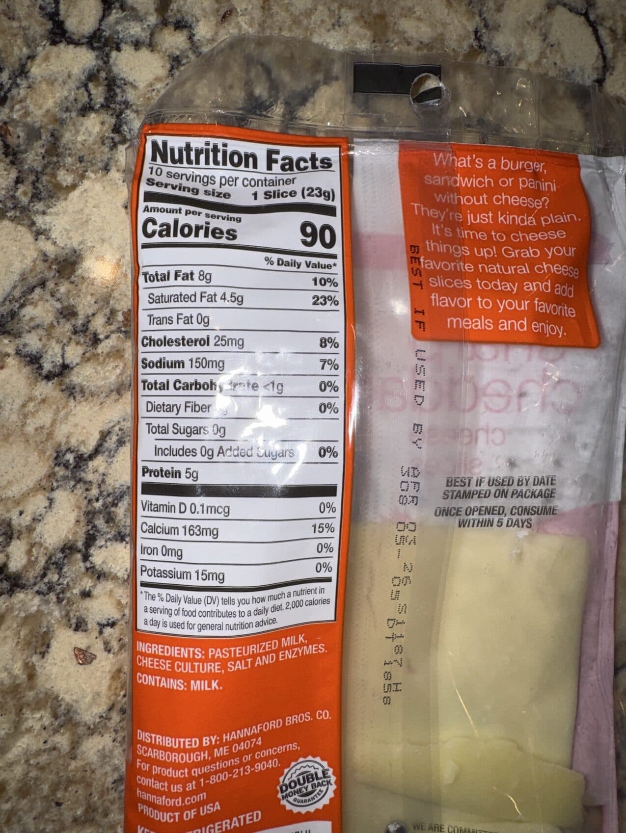 Hannaford Sharp Cheddar Cheese Slices packshot