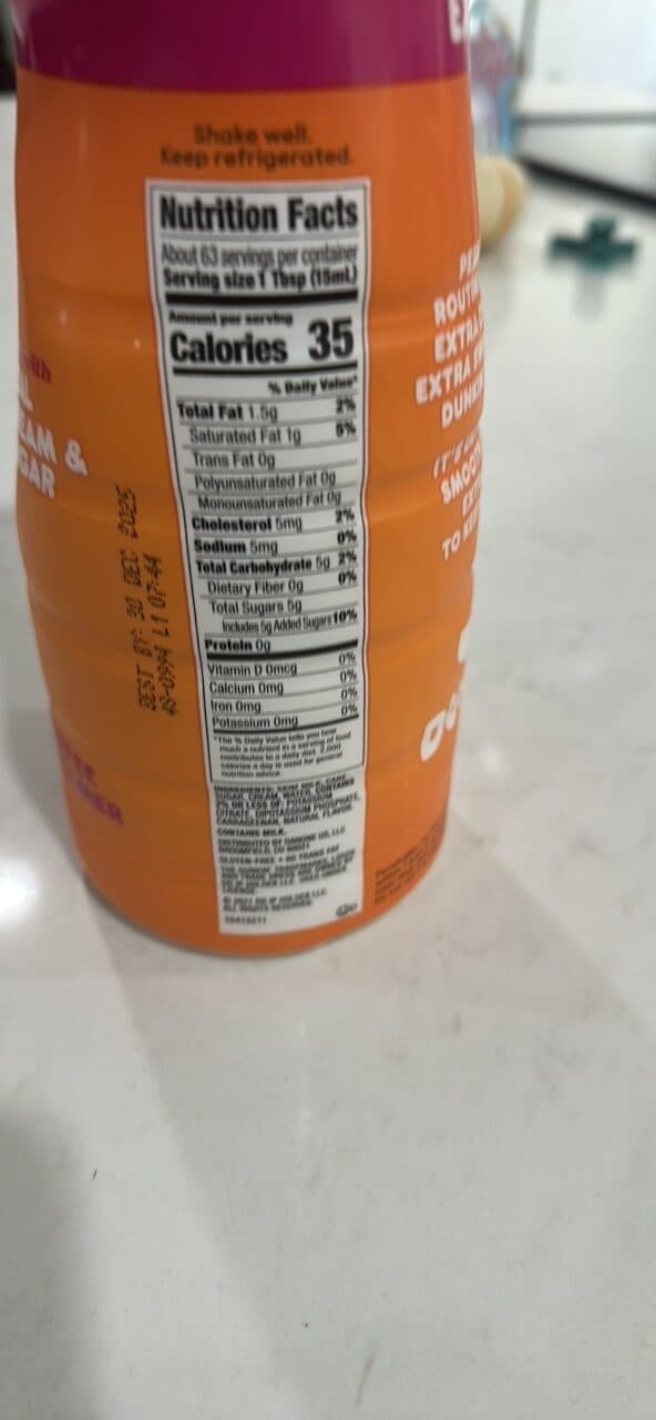 Dunkin Dunkin coffee creamer packshot