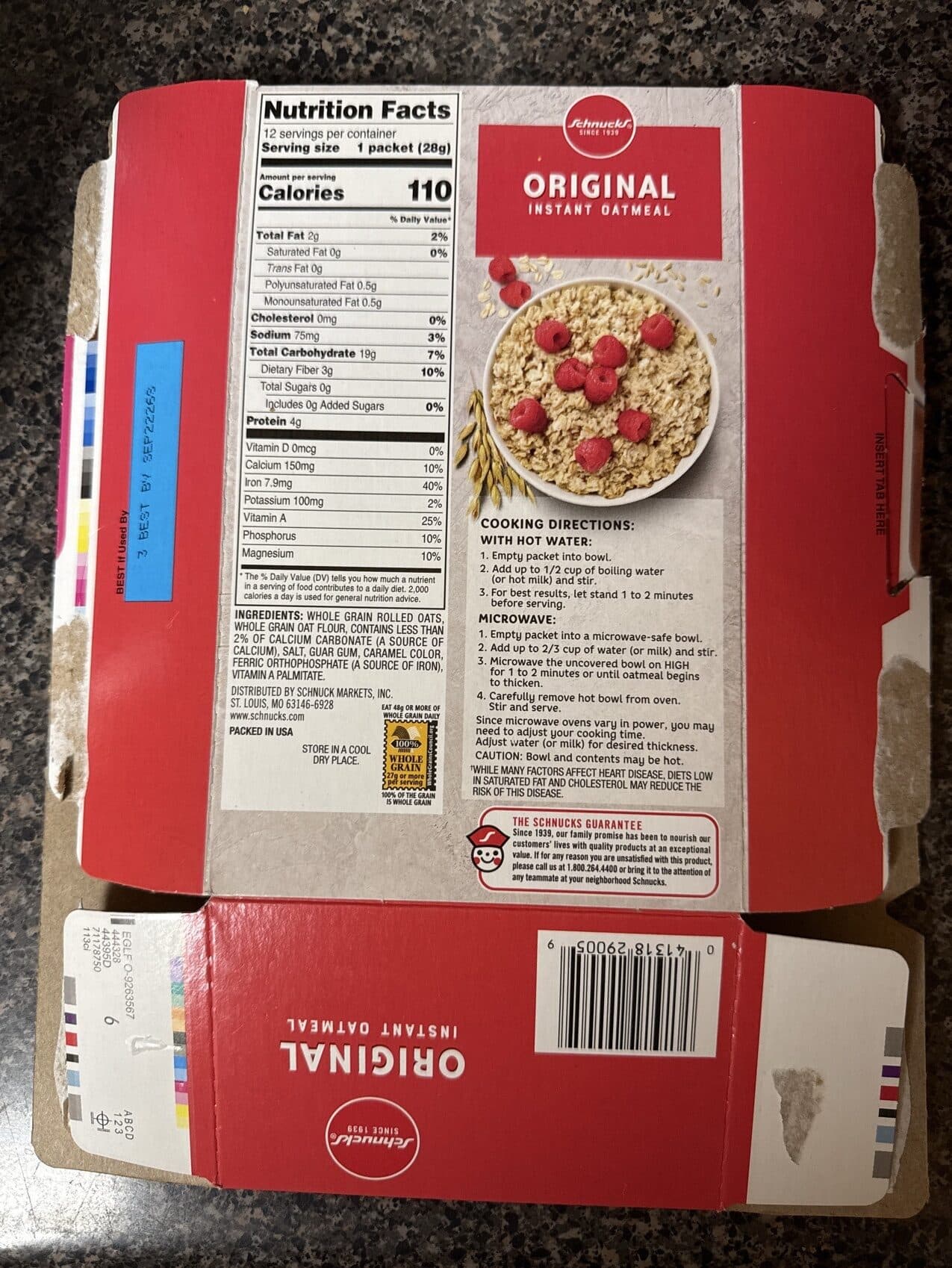 Schnucks Instant Oatmeal packshot