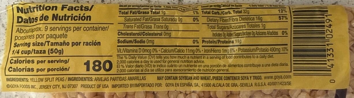 Goya Yellow Split Peas packshot