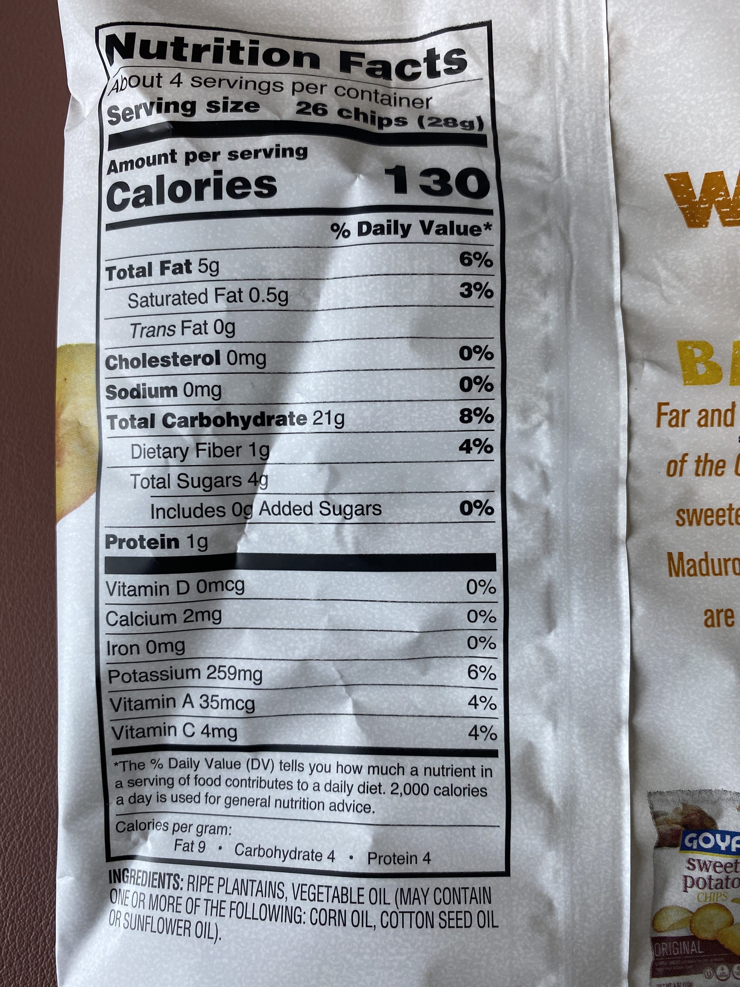 Goya Sweet plantain chips packshot