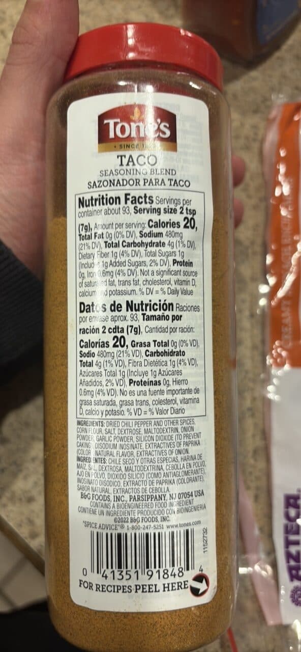 Tone's Taco Seasoning packshot