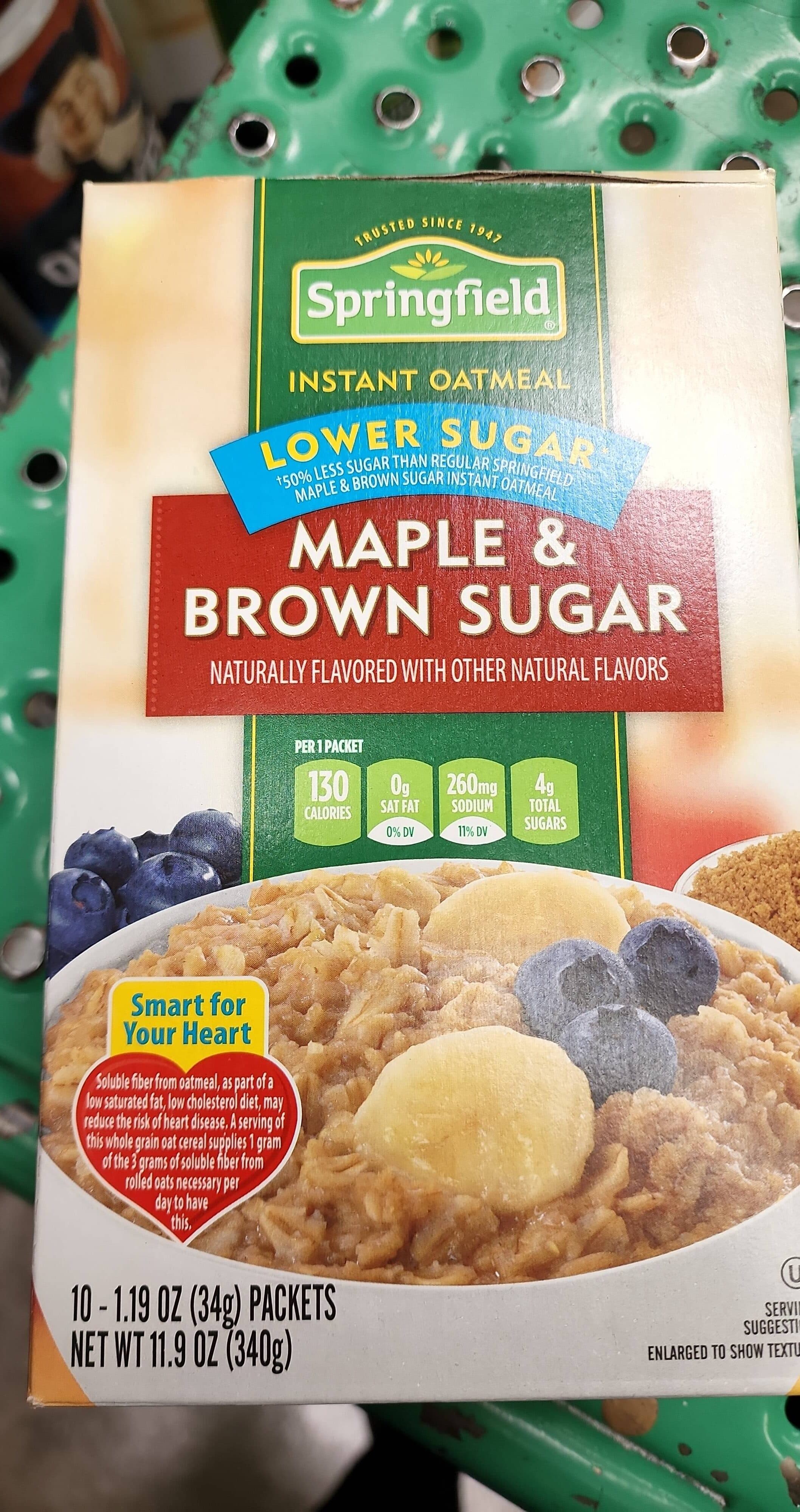 Springfield Maple & brown sugar instant oatmeal, maple & brown sugar packshot