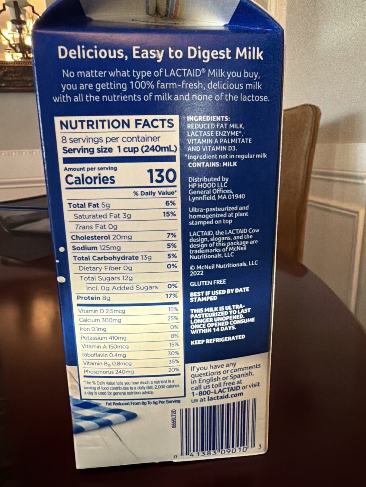 Lactaid 2% Reduced Fat Milk packshot