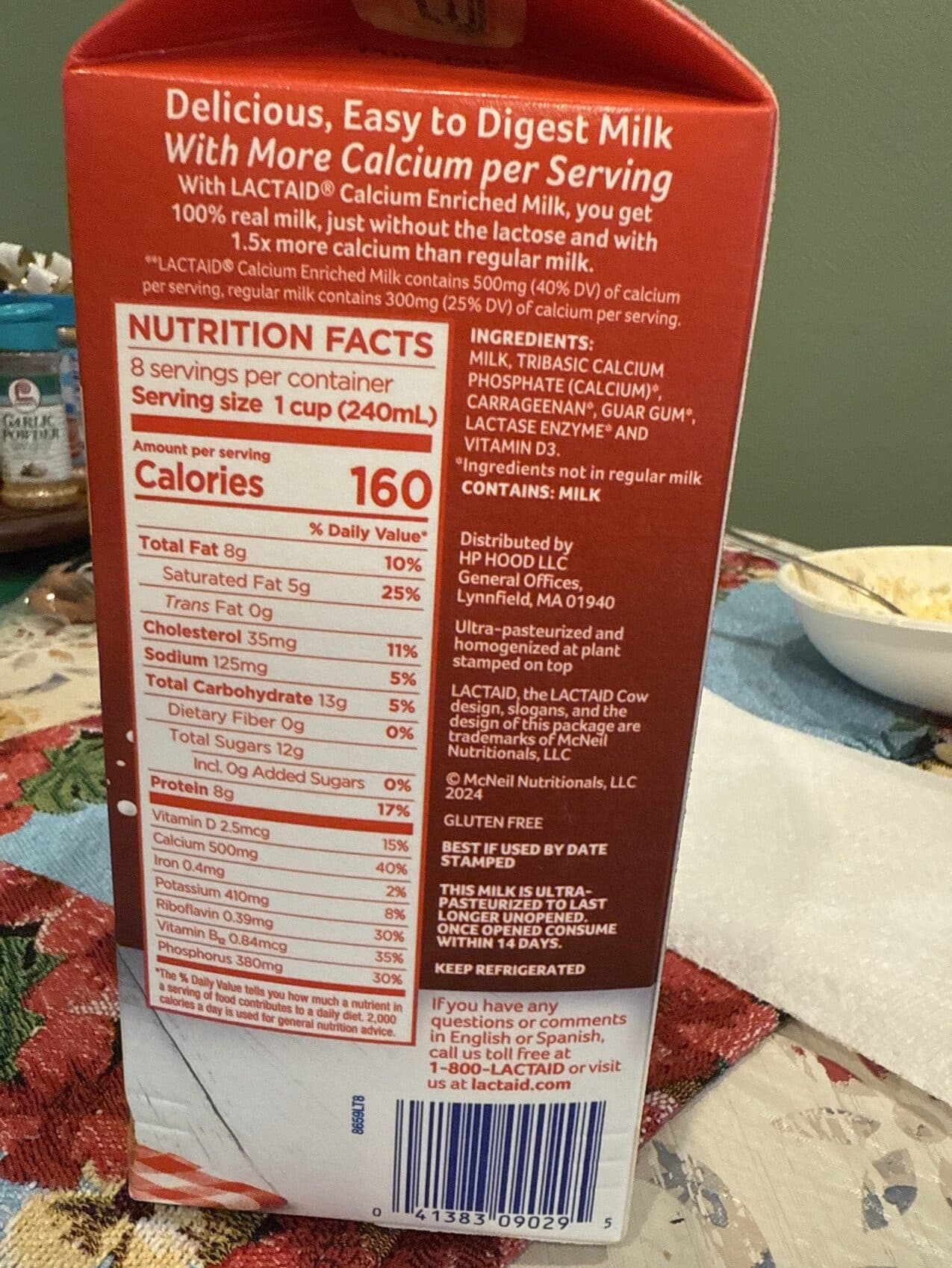 Lactaid Whole Milk packshot