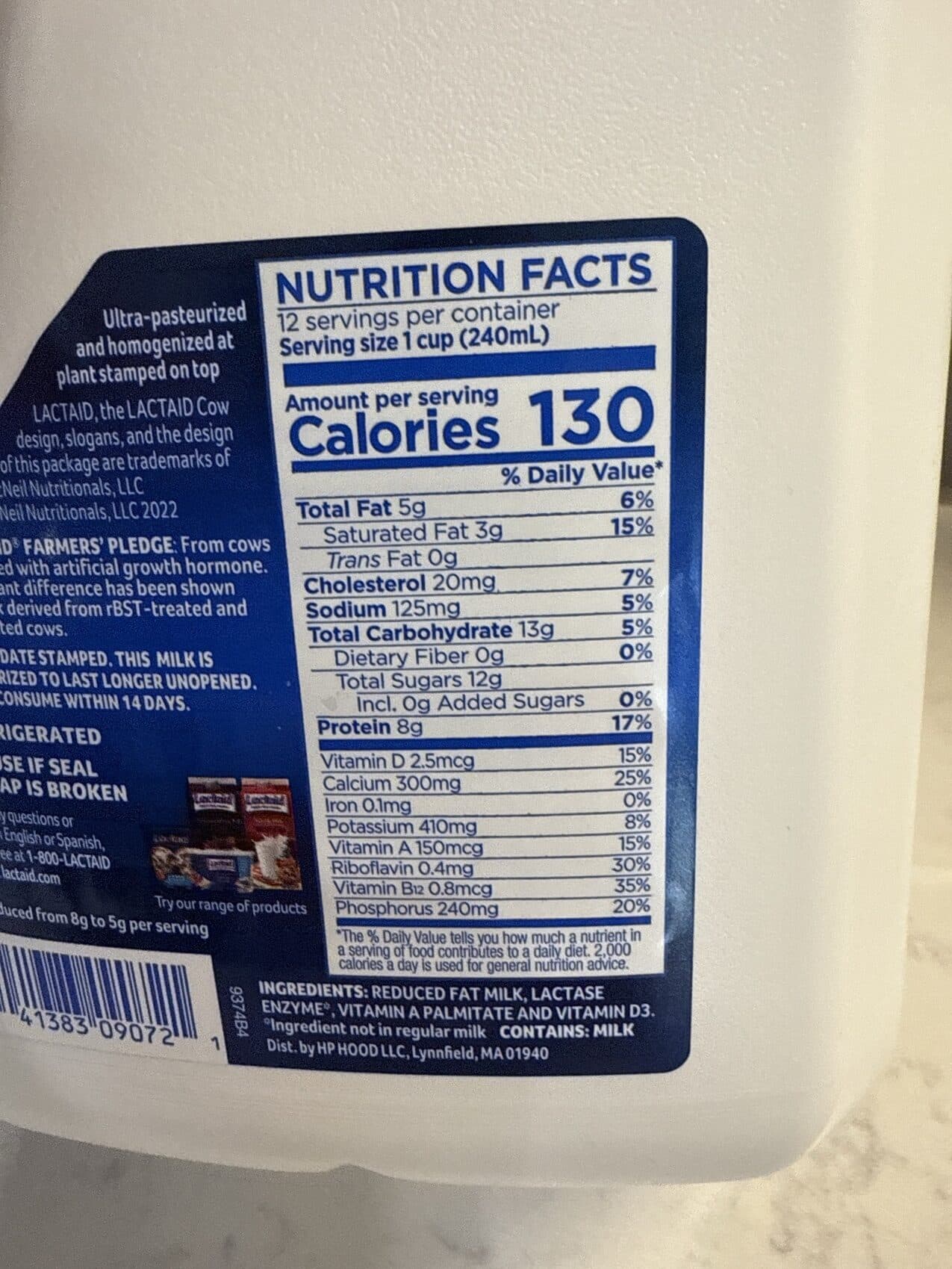Lactaid 2% Reduced Fat Milk packshot