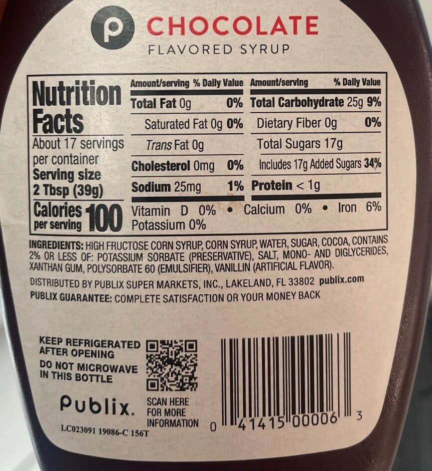 Publix Flavored Syrup packshot