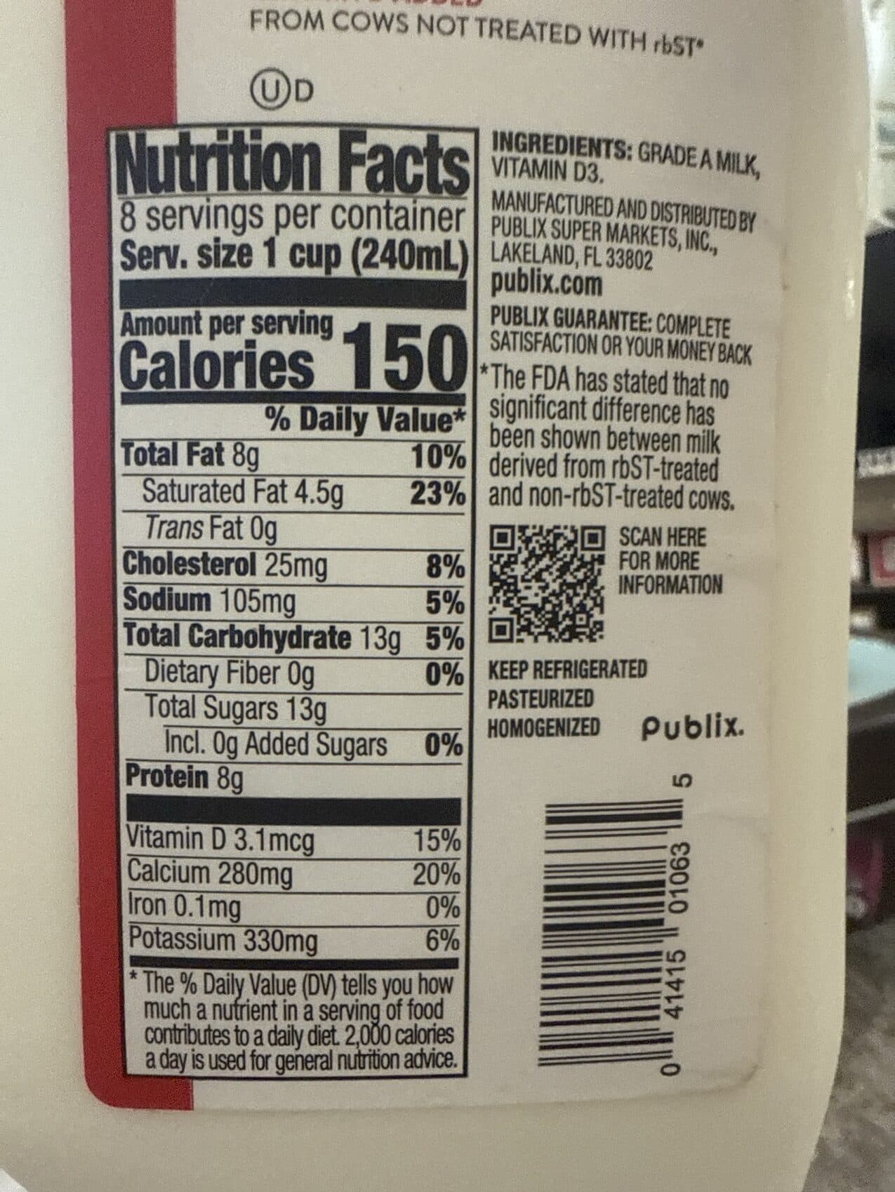 Publix Whole Grade A Milk packshot