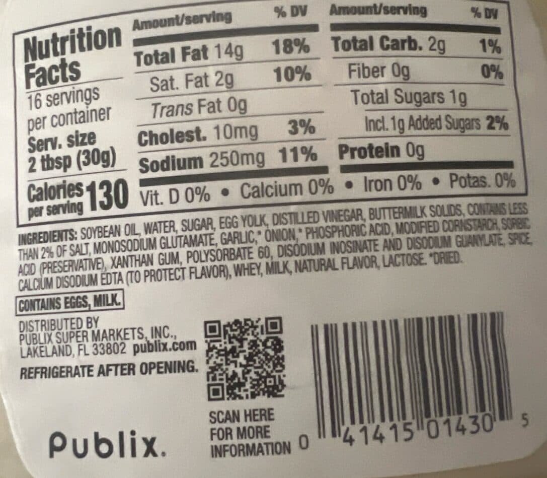 Publix Ranch Salad Dressing packshot