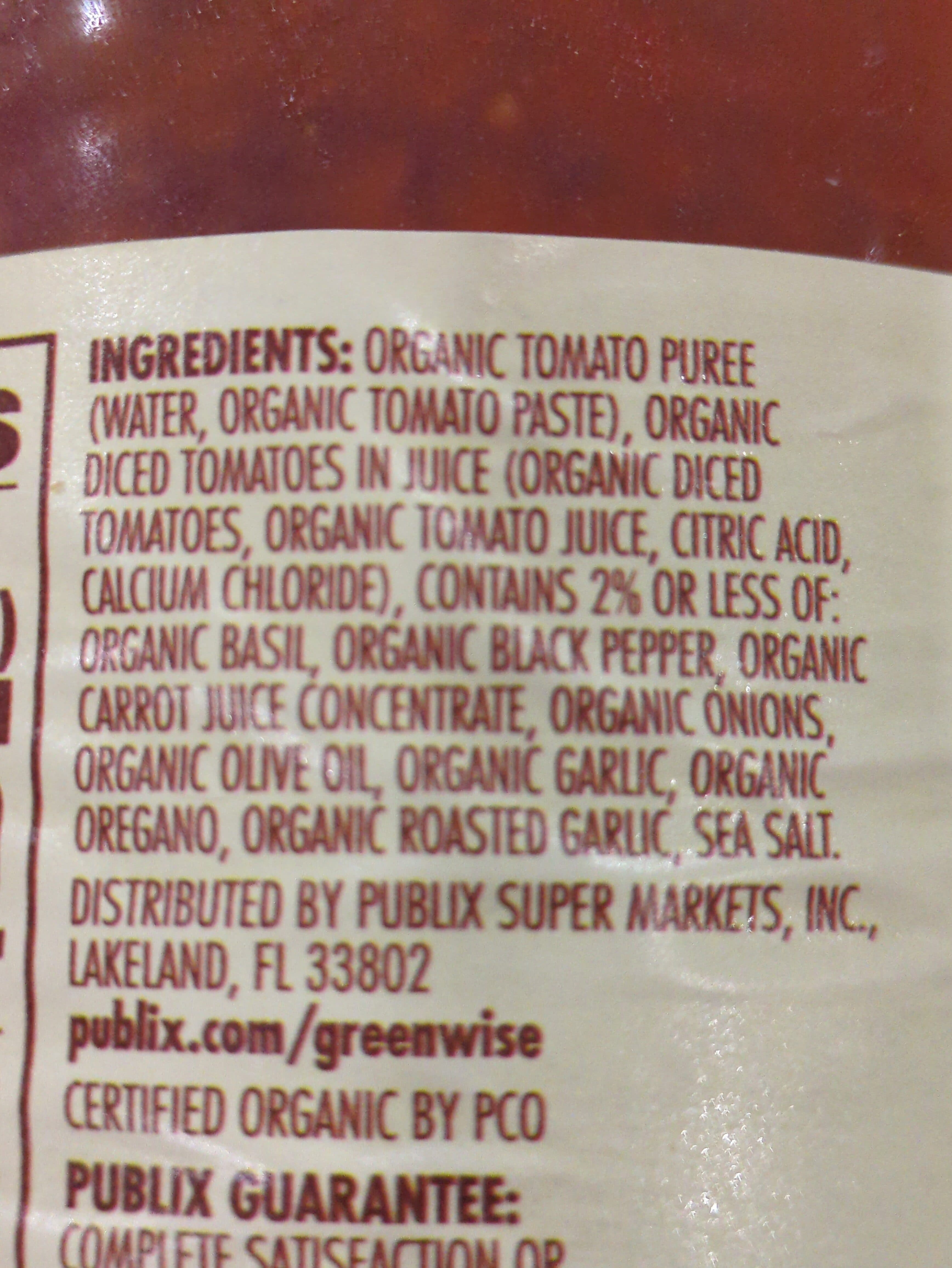 Publix Greenwise, Organic Roasted Garlic Sauce packshot