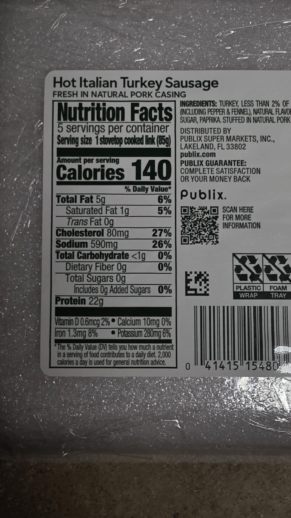 Publix Hot Italian Turkey Sausage packshot