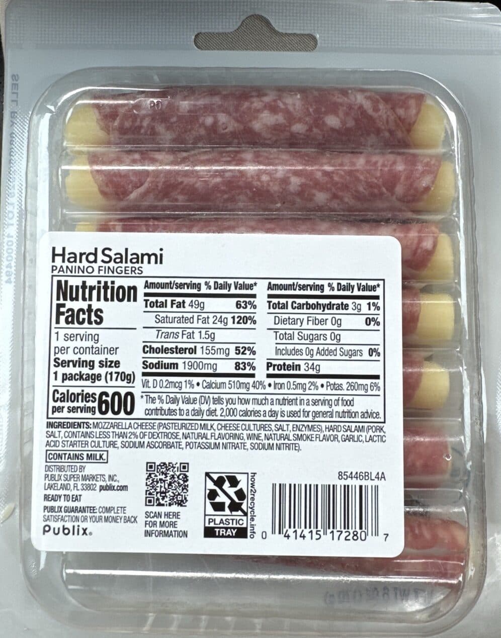 Publix Deli Hard Salami Panino Fingers packshot