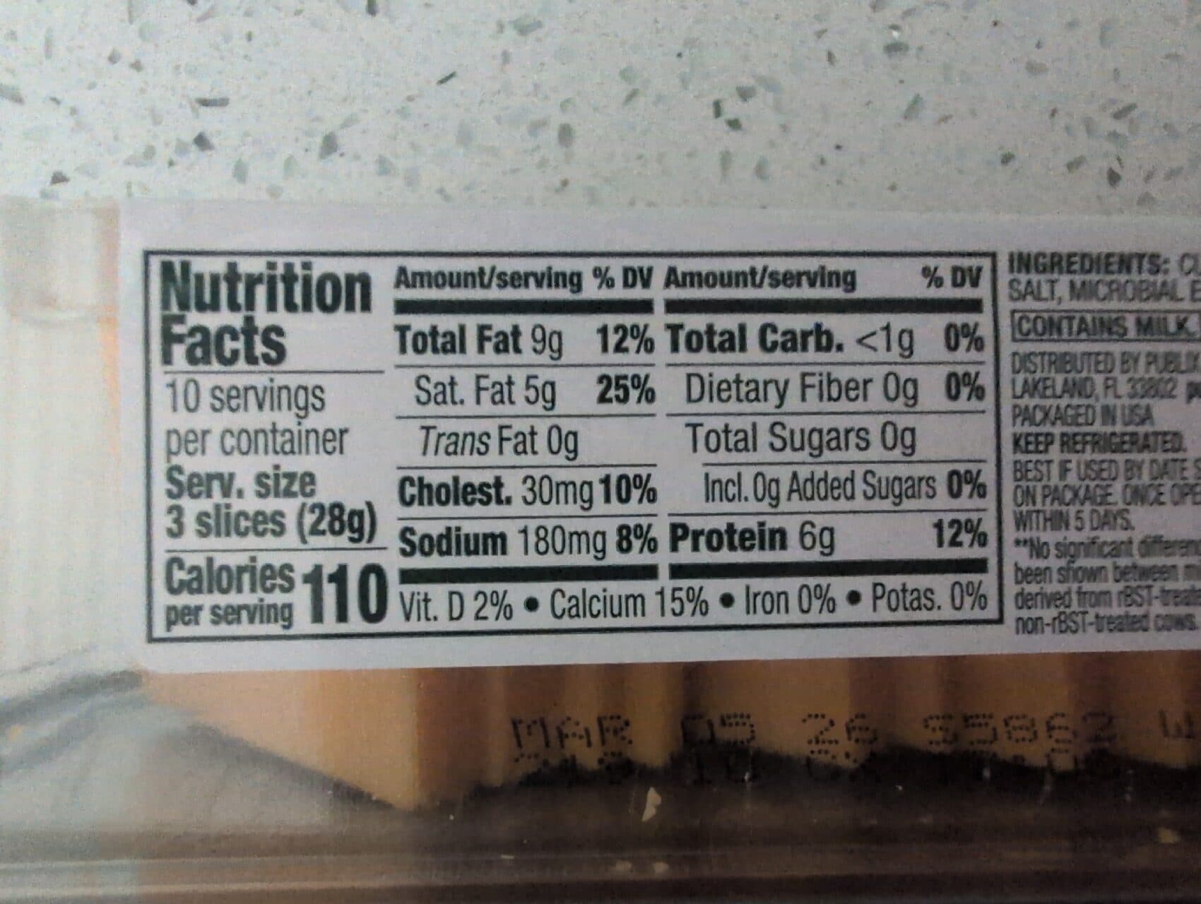 Publix Cracker Cut Sharp Cheddar Cheese packshot