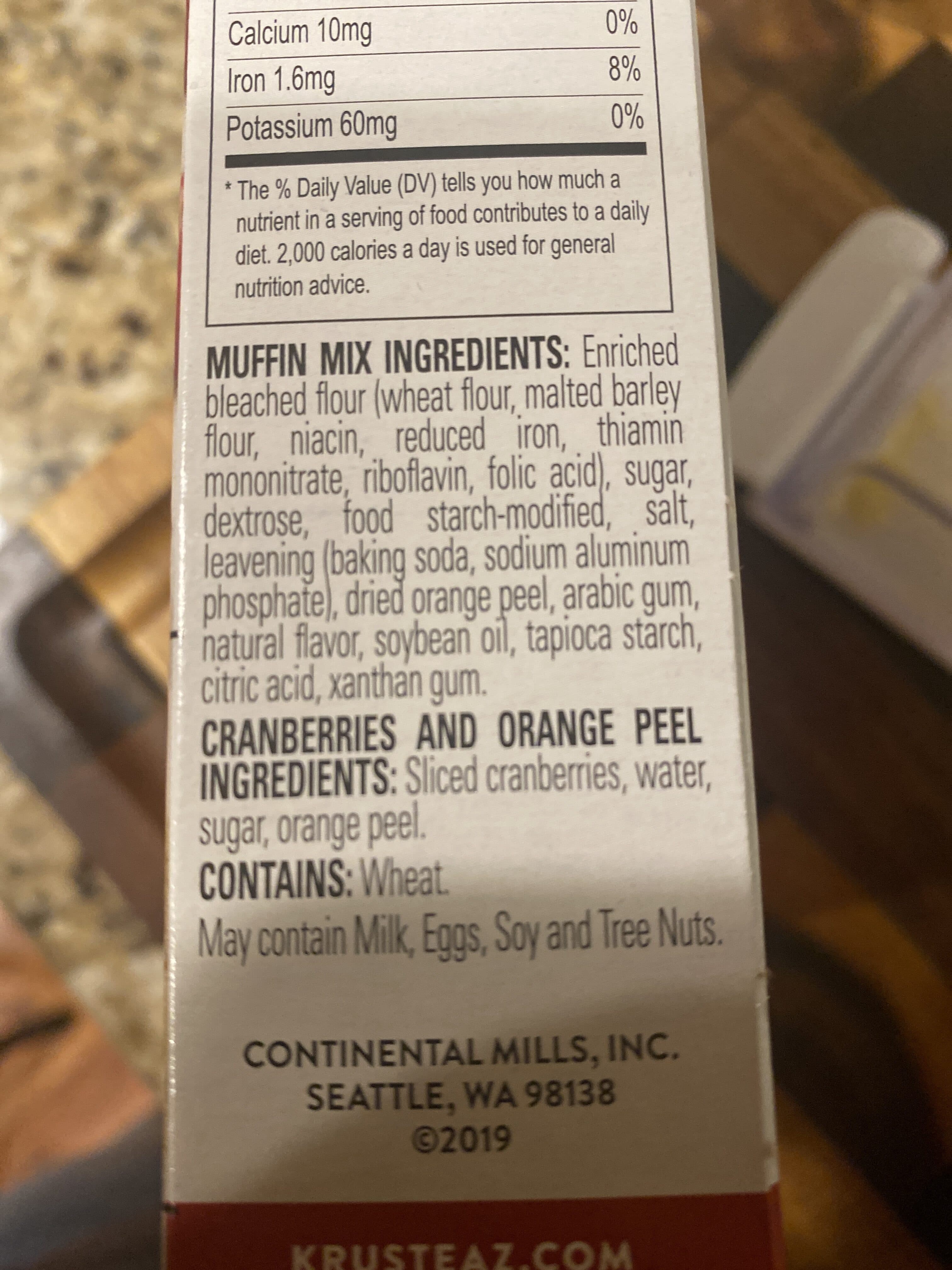 Krusteaz Cranberry orange flavor muffin mix packshot