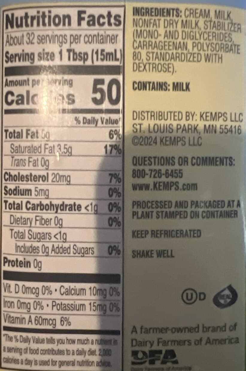 Kemps Heavy Whipping Cream packshot