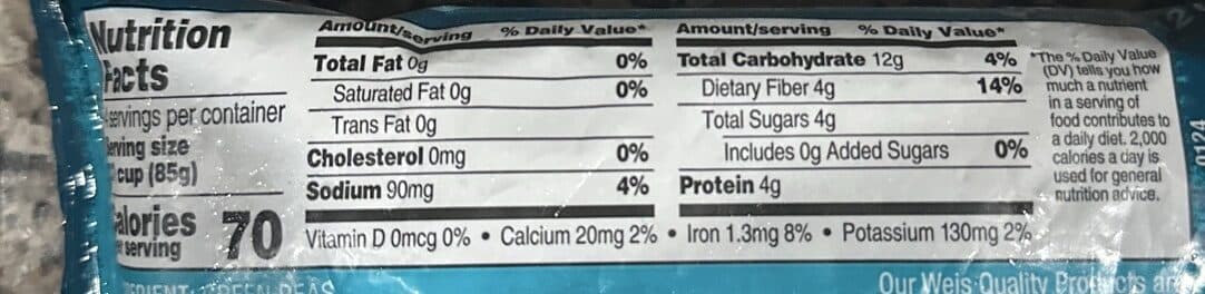 Weis Quality Green peas packshot