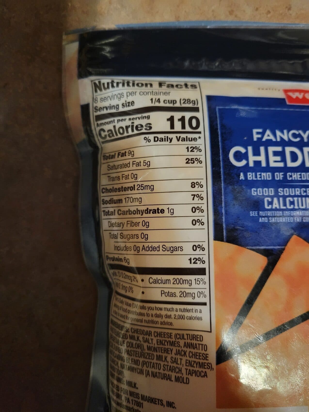 Weis Cheddar Jack Cheese packshot