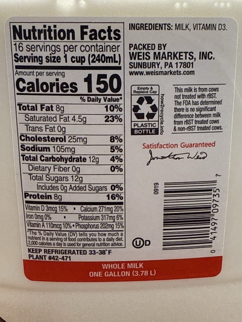 Weis Quality Whole Milk packshot