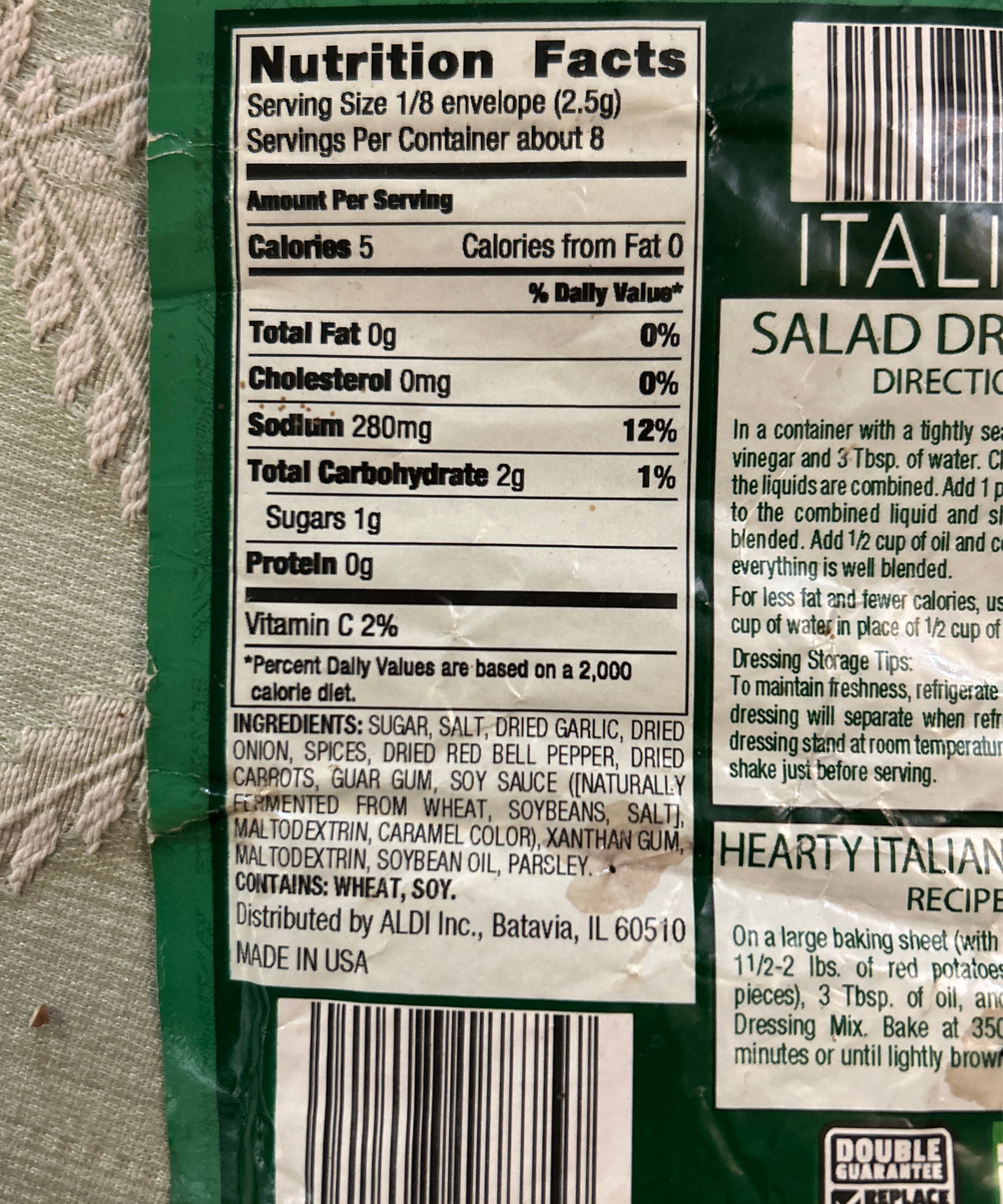 Aldi-Benner Company Stonemill Essentials, Italian Salad Dressing packshot