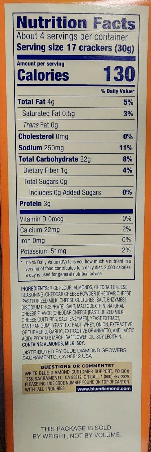 Blue Diamond Almonds Almond Nut-Thins Cheddar Cheese packshot