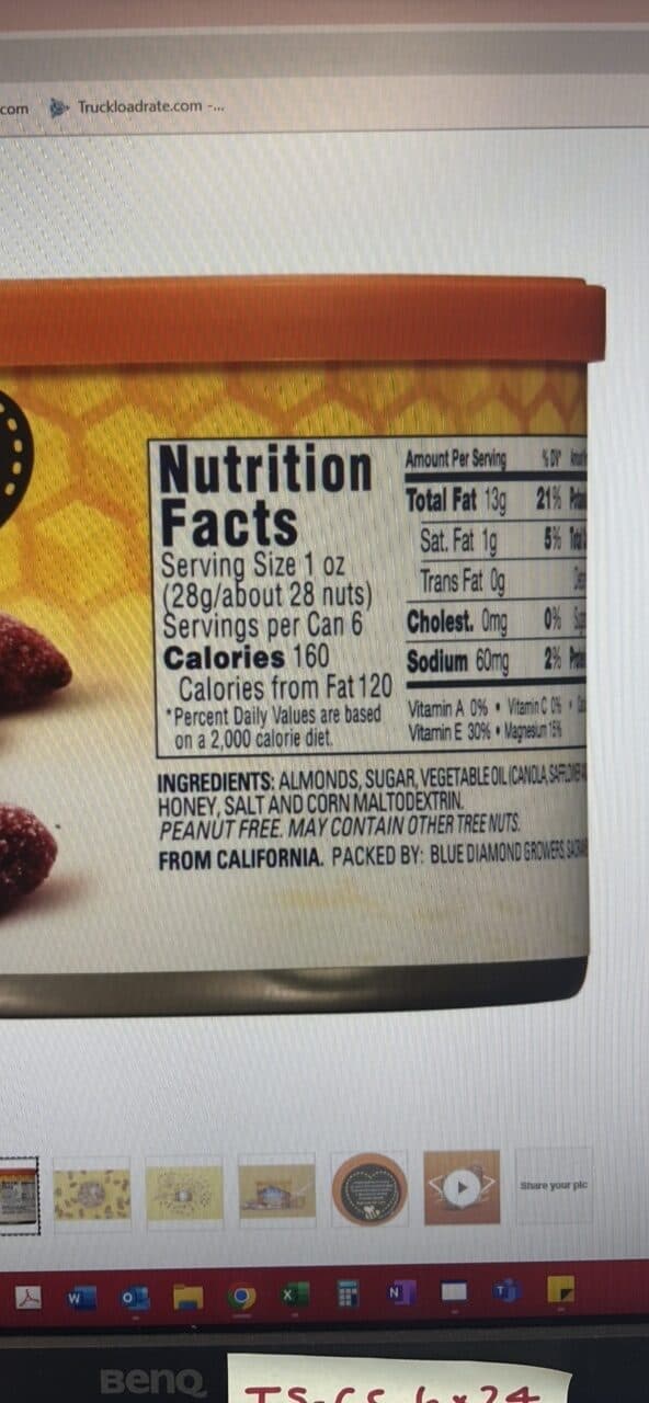 Blue Diamond Honey Roasted Almonds packshot