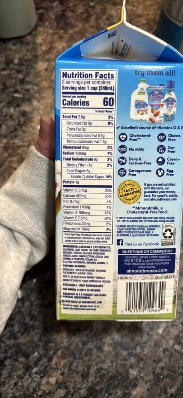 Blue Diamond Almonds Almond Breeze almondmilk Reduced Sugar Vanilla packshot