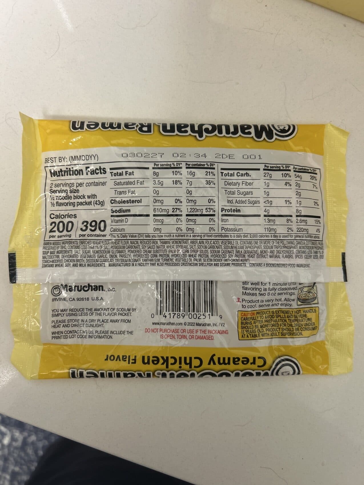 Maruchan Ramen Noodle Soup Creamy Chicken Flavor packshot