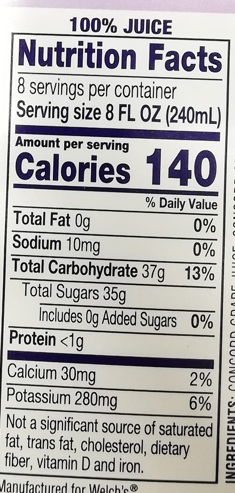 Welch Foods Inc 100% concord grape juice packshot